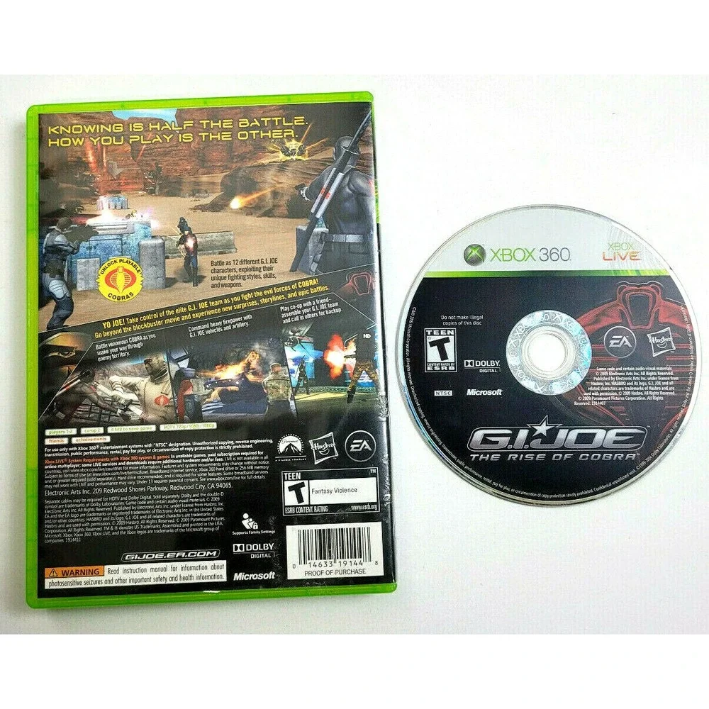 G.I. JOE: THE RISE OF COBRA - XBOX‎ 360 - GAME & CASE